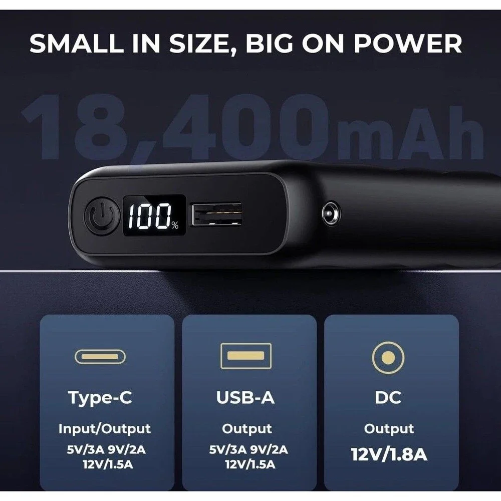 GOTOBI 12V 18400mAh Heated Jacket Battery Pack - Power Bank Black